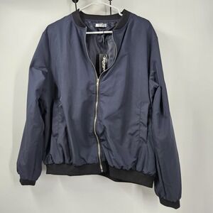 NWT  Zeagoo Womens Size 2XL  Bomber Jacket Navy Blue Arm Zip Pocket